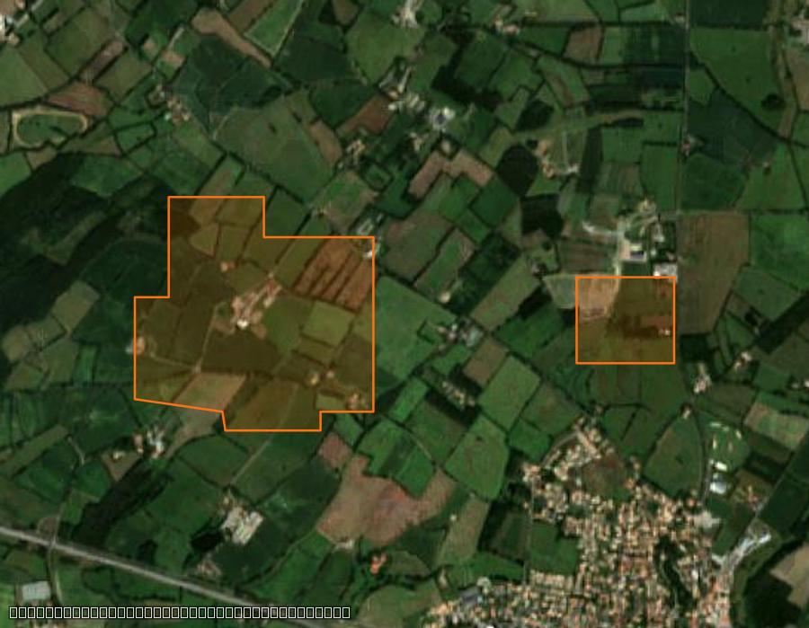 Outline of the burned area near Challans, drawn over satellite imagery
