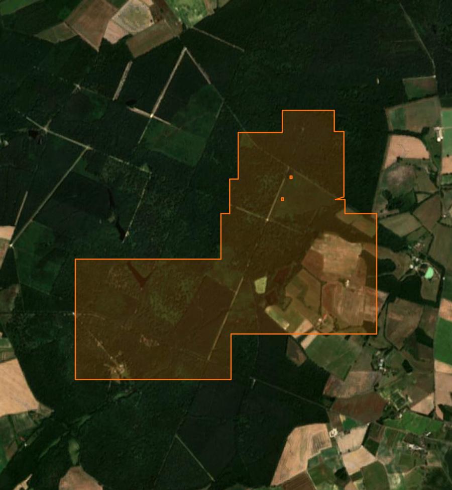 Contour de la zone brûlée d'Azay-le-Ferron, tracé sur l'imagerie satellite