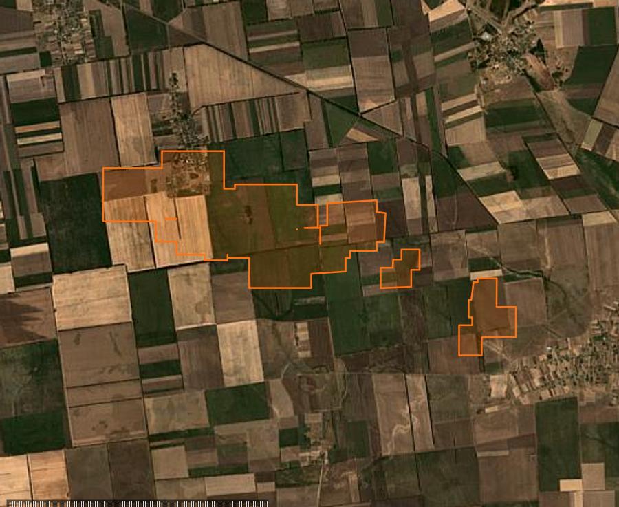 Contour de la zone brûlée de Семенівська сільська громада (UA), tracé sur l'imagerie satellite