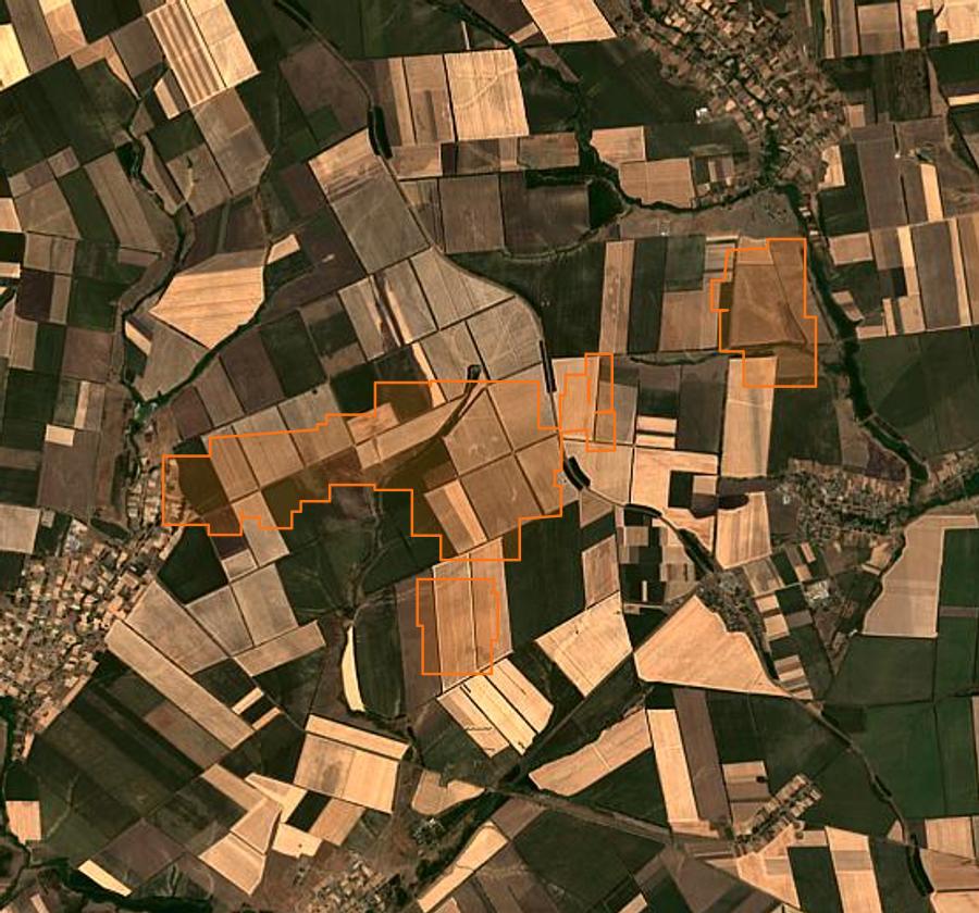 Contour de la zone brûlée de Коларівська сільська громада (UA), tracé sur l'imagerie satellite