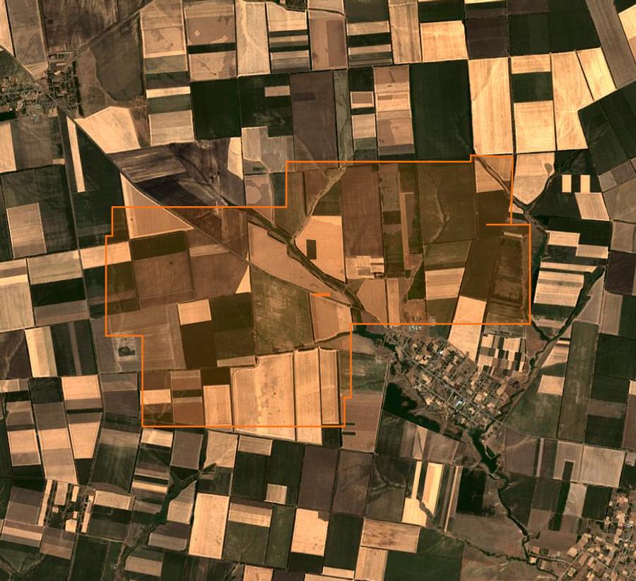 Contour de la zone brûlée de Коларівська сільська громада (UA), tracé sur l'imagerie satellite