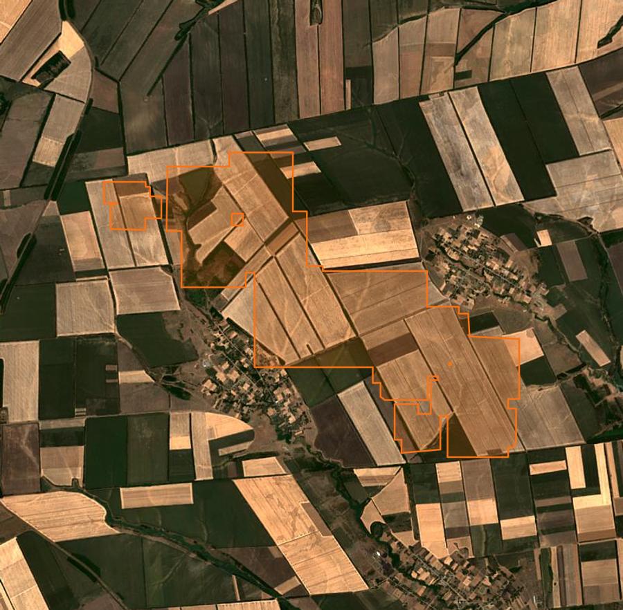 Contour de la zone brûlée de Коларівська сільська громада (UA), tracé sur l'imagerie satellite