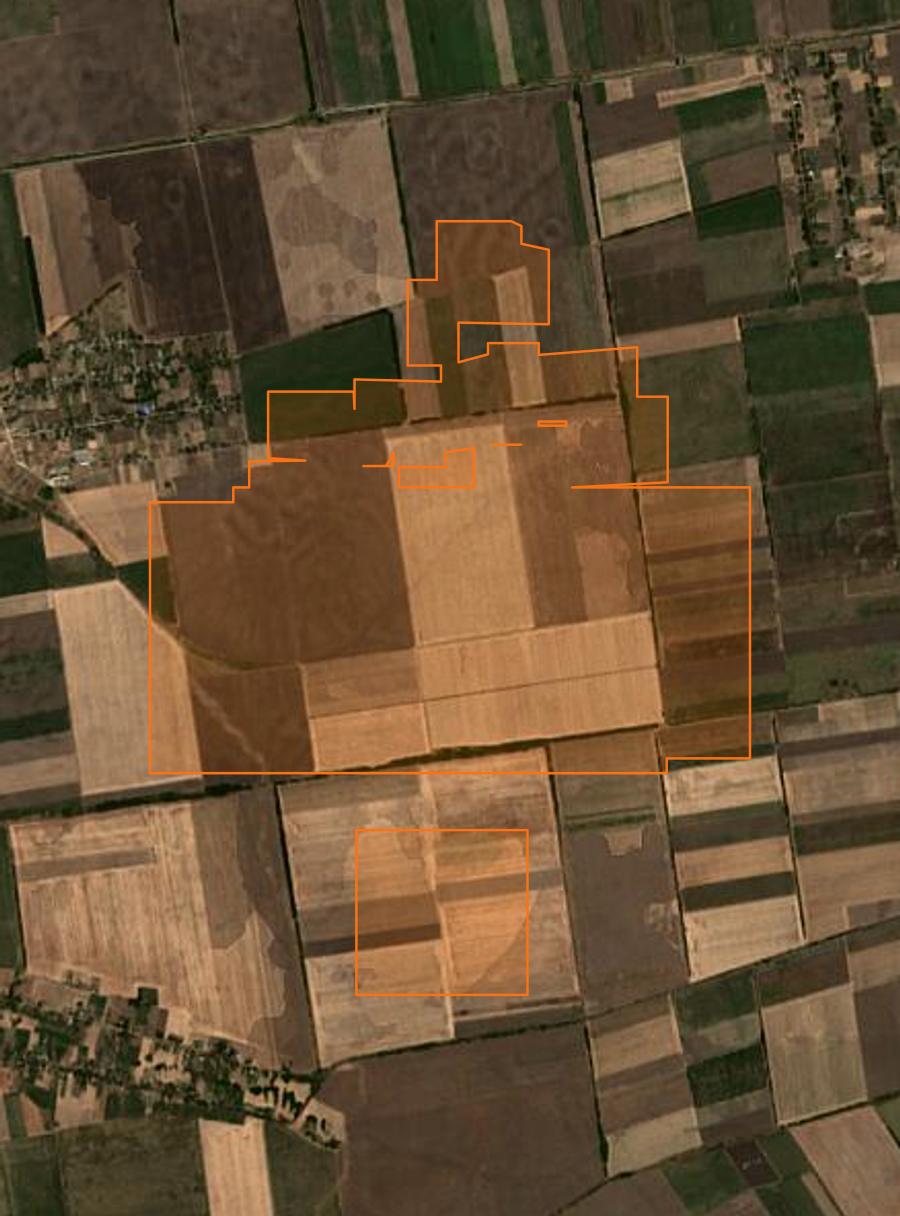 Contour de la zone brûlée de Малобілозерська сільська громада (UA), tracé sur l'imagerie satellite