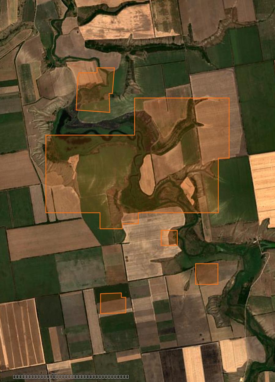 Contour de la zone brûlée de Верхньорогачицька селищна громада (UA), tracé sur l'imagerie satellite