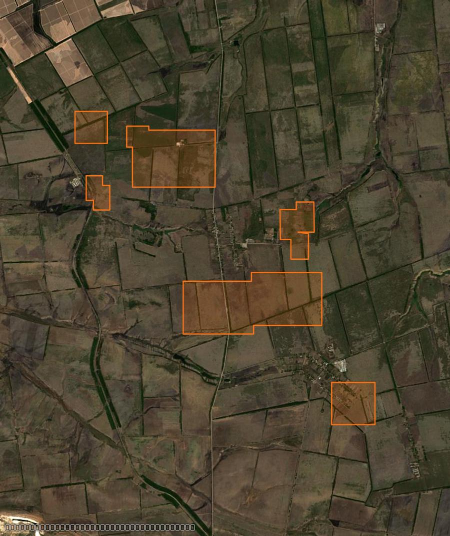Contour de la zone brûlée de Пологівська міська громада (UA), tracé sur l'imagerie satellite