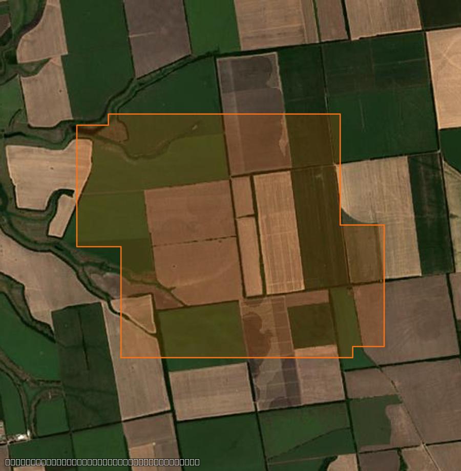 Contour de la zone brûlée de Біленьківська сільська громада (UA), tracé sur l'imagerie satellite