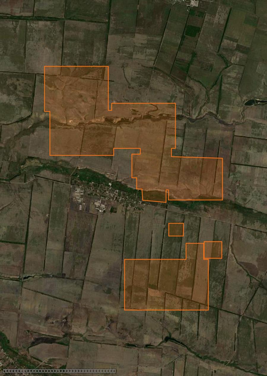 Contour de la zone brûlée de Павлівка (UA), tracé sur l'imagerie satellite