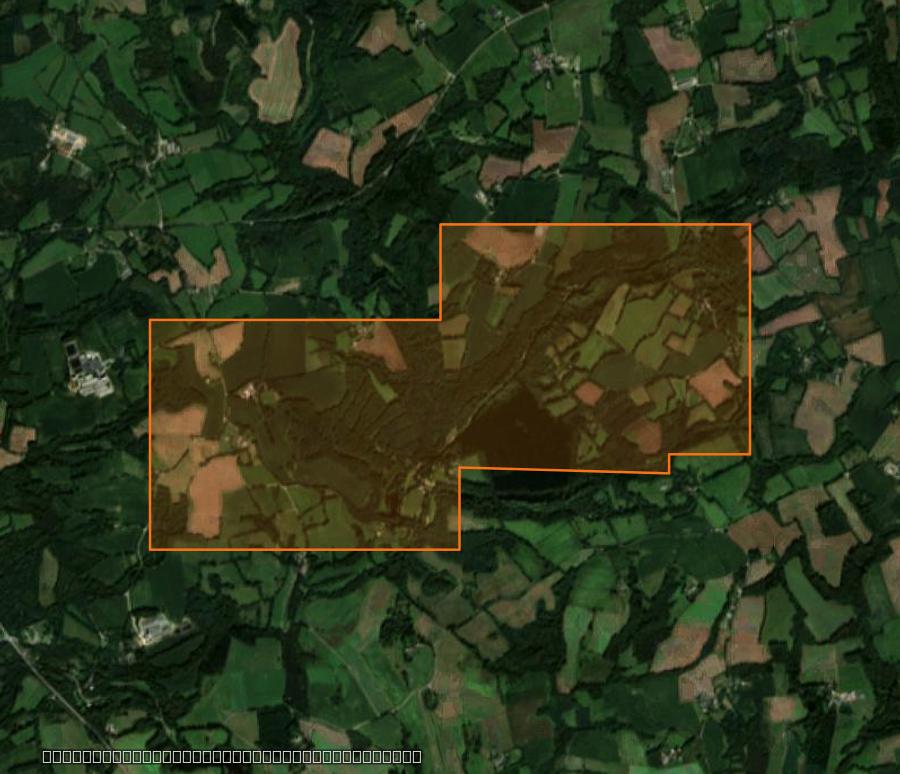 Outline of the burned area near Priziac, drawn over satellite imagery