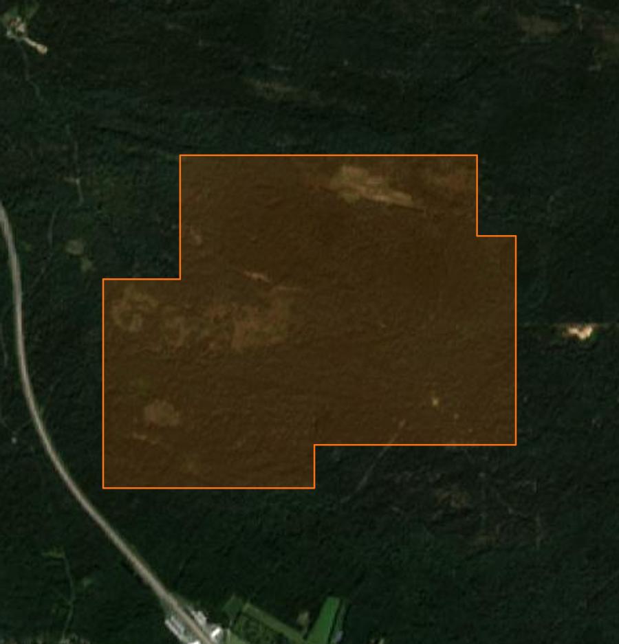 Outline of the burned area near Fontainebleau, drawn over satellite imagery