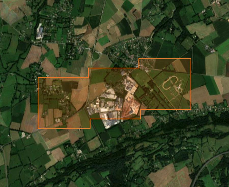 Contour de la zone brûlée de Boulleville, tracé sur l'imagerie satellite