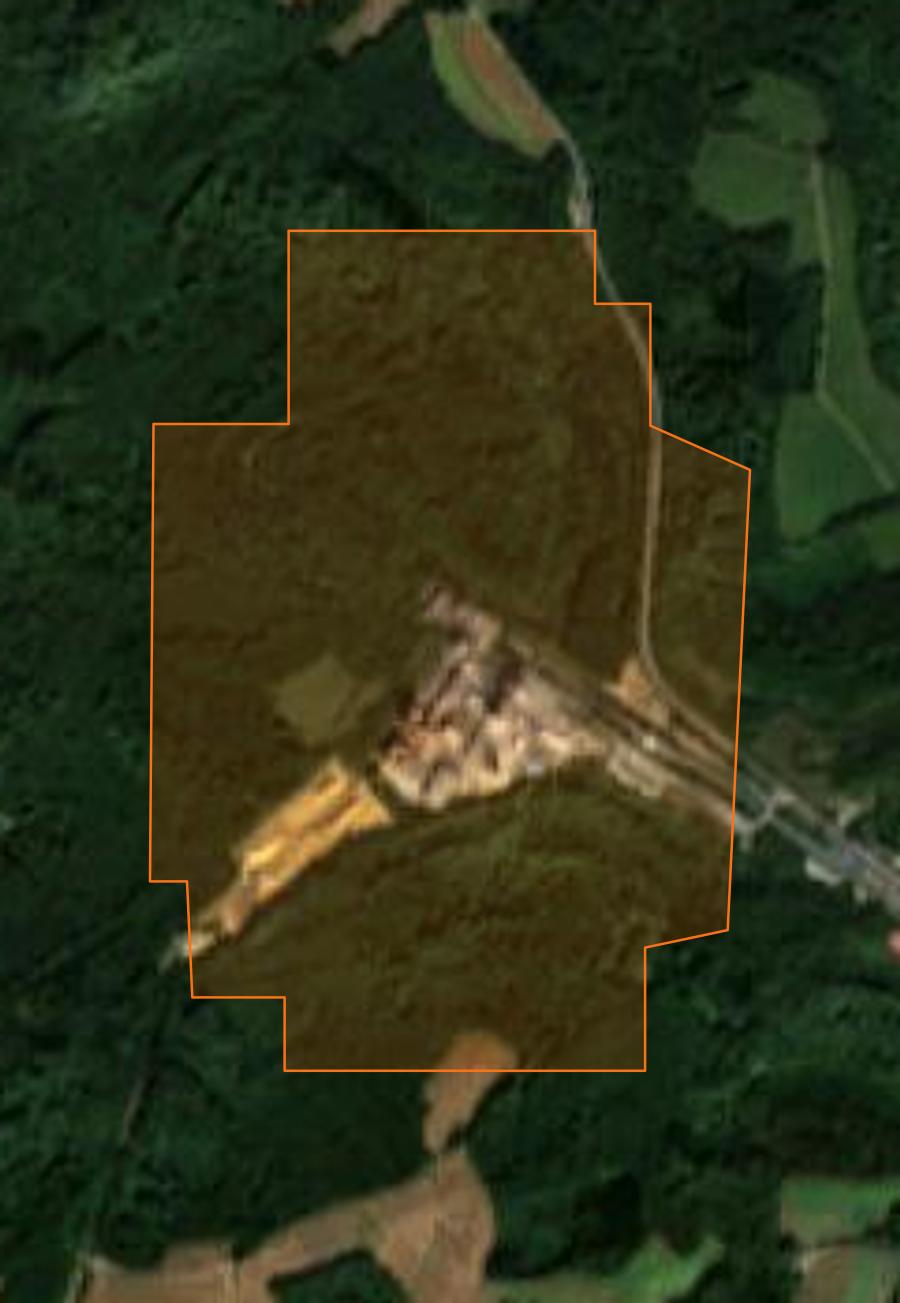 Umriss der Brandfläche bei Esch-sur-Alzette (LU), gezeichnet auf Satellitenbilder