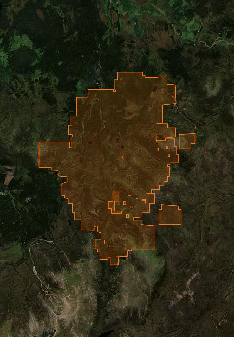 Contour de la zone brûlée de Highland (GB), tracé sur l'imagerie satellite